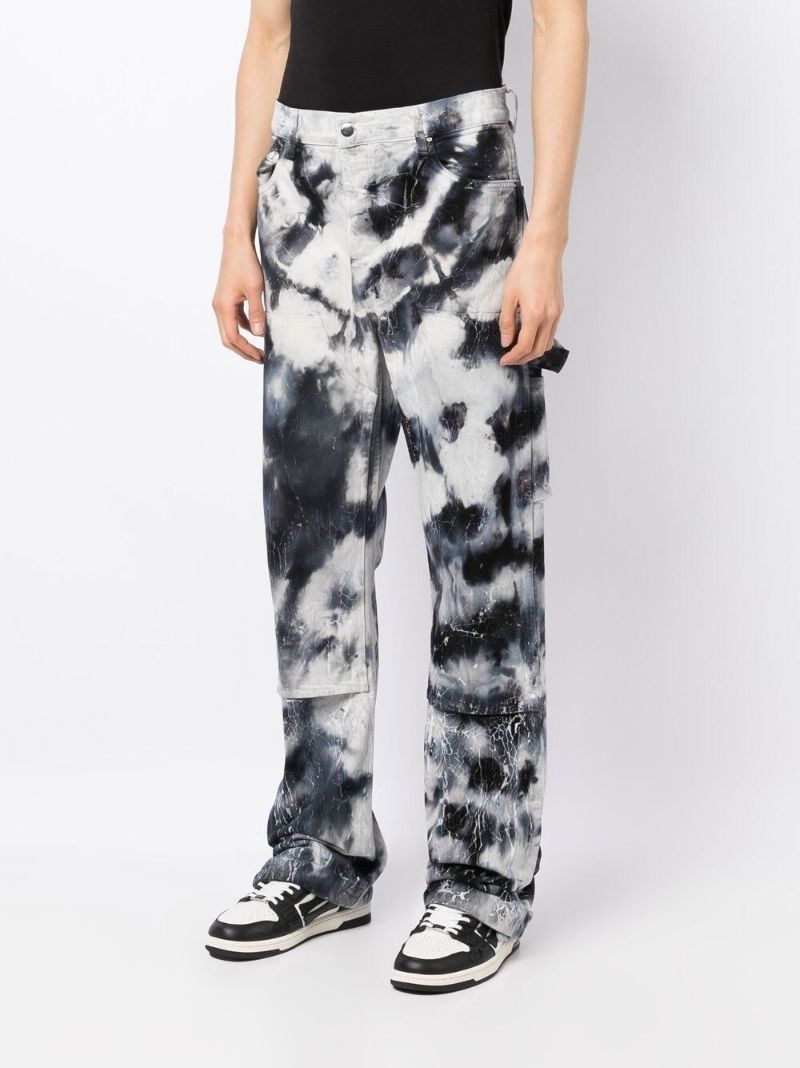 Black Tie-dye Straight-leg Jeans