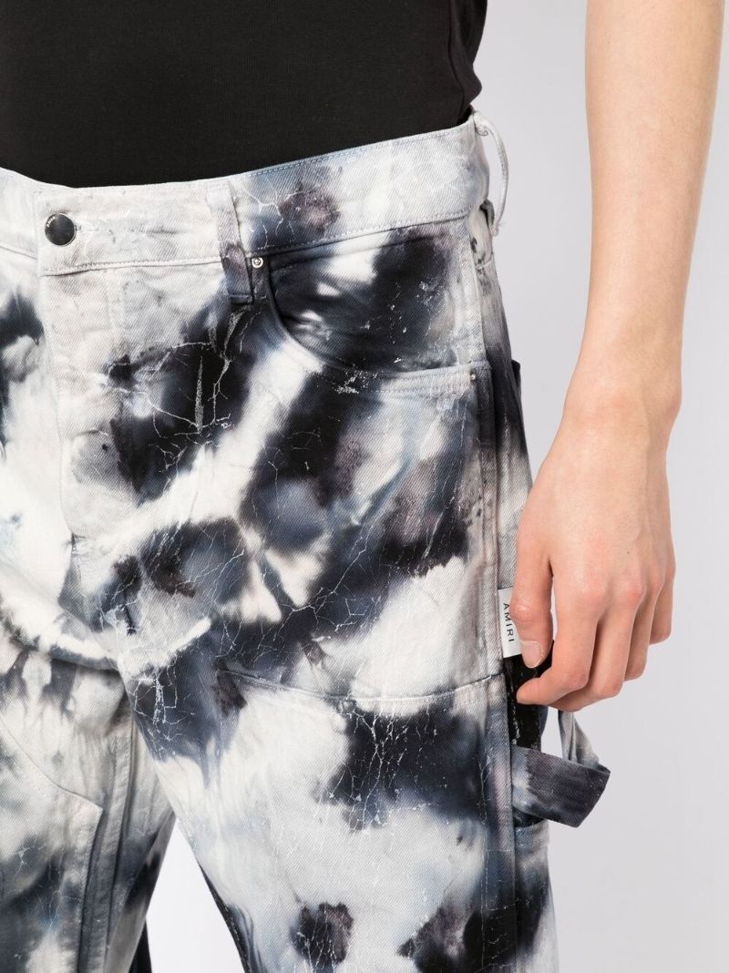 Black Tie-dye Straight-leg Jeans