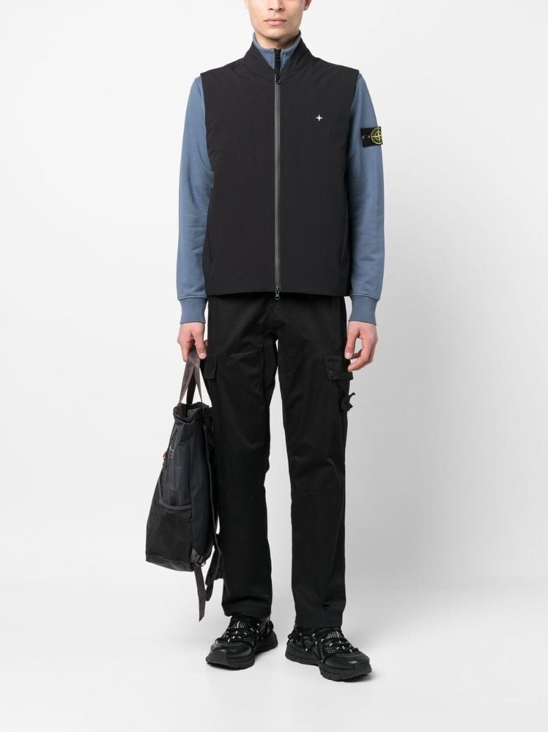 Black Embroidered Logo Zipped Gilet