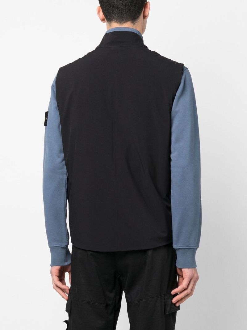Black Embroidered Logo Zipped Gilet