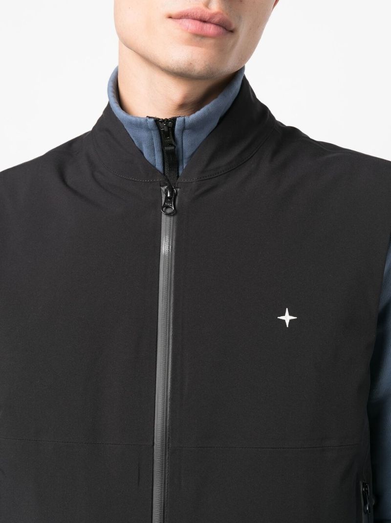 Black Embroidered Logo Zipped Gilet