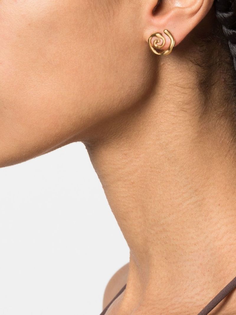 Gold Tone Asymmetric Design Earrings