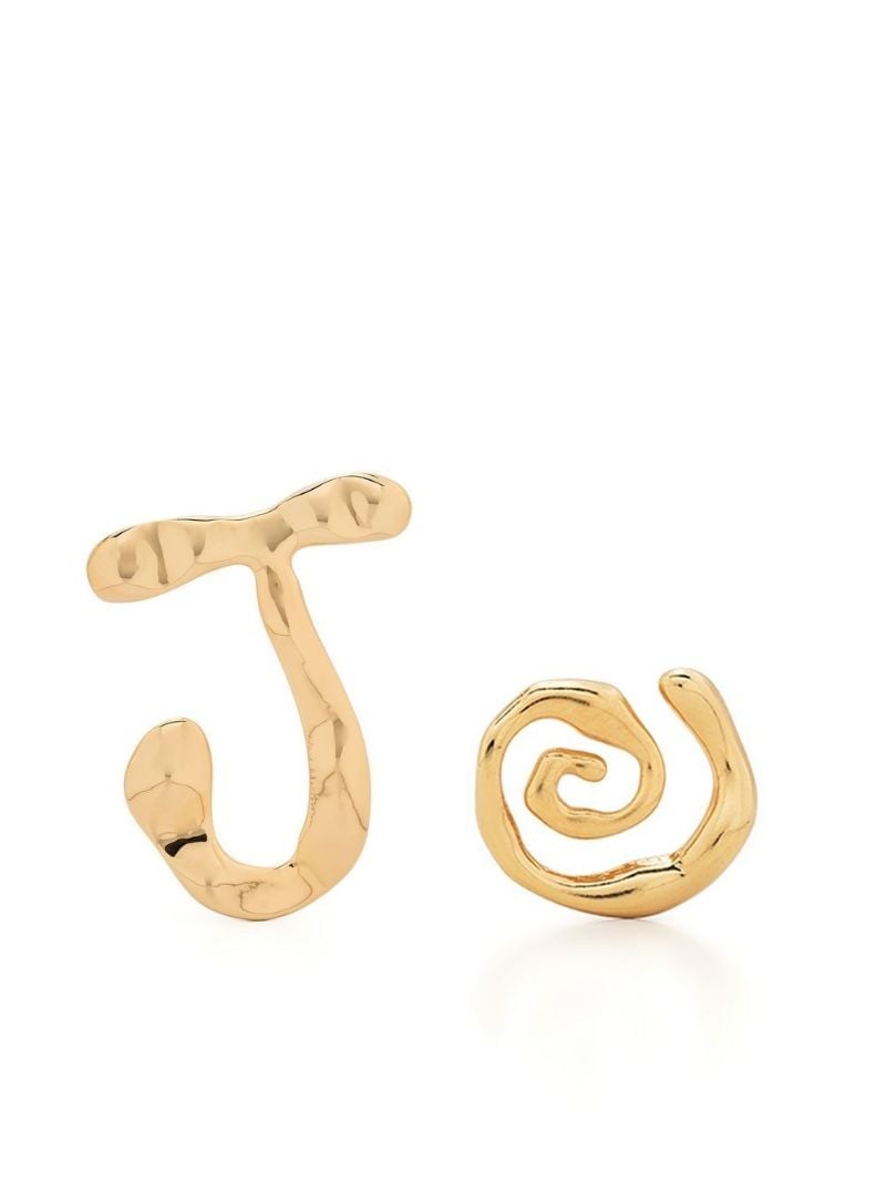 Gold Tone Asymmetric Design Earrings