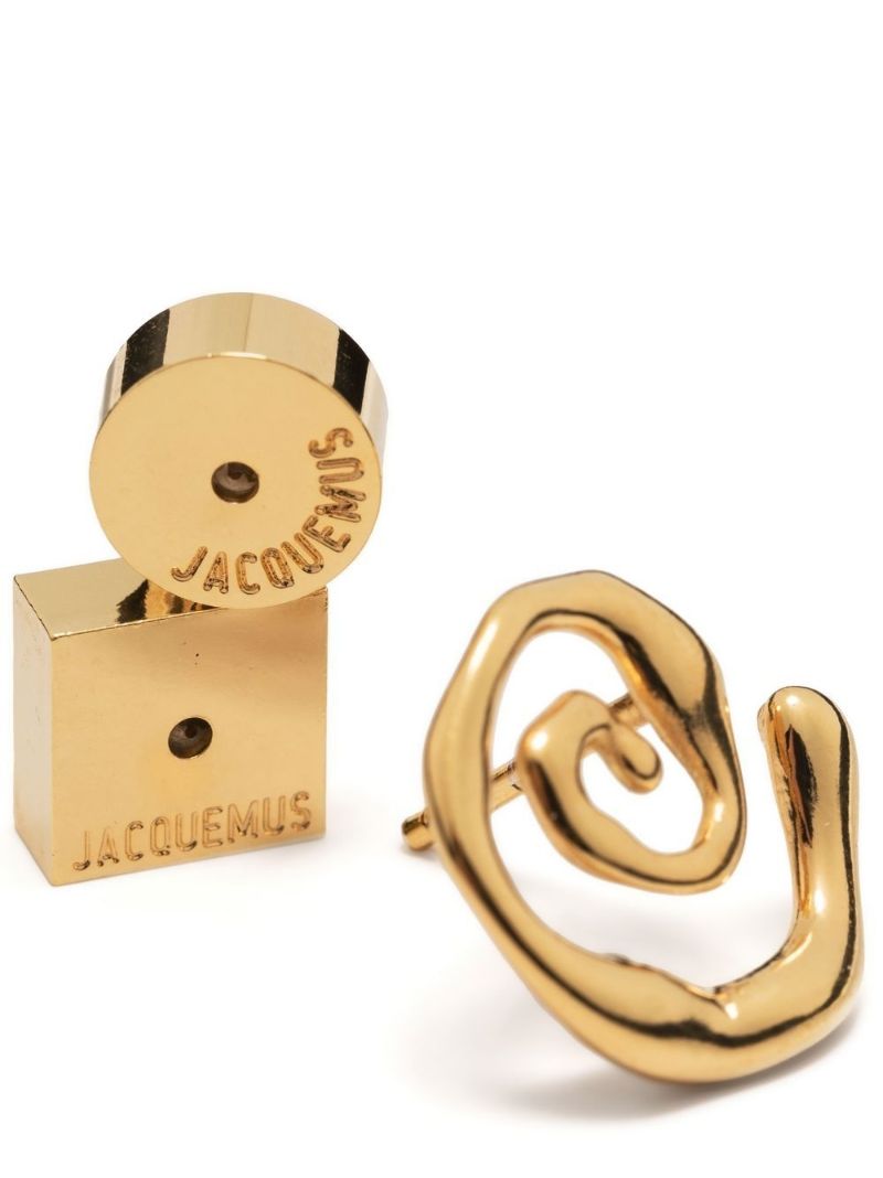 Gold Tone Asymmetric Design Earrings