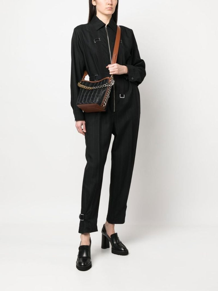 Black Interwoven Design Shoulder Bag