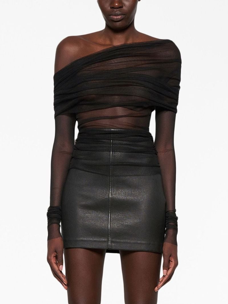 Black Veiled Silk Top