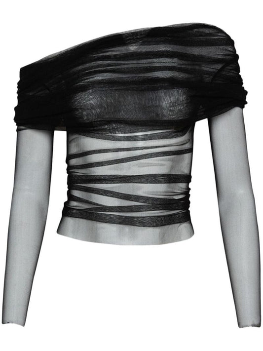 Black Veiled Silk Top