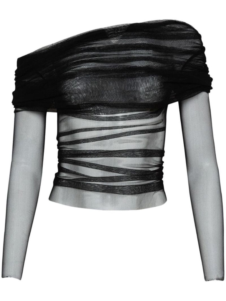 Black Veiled Silk Top