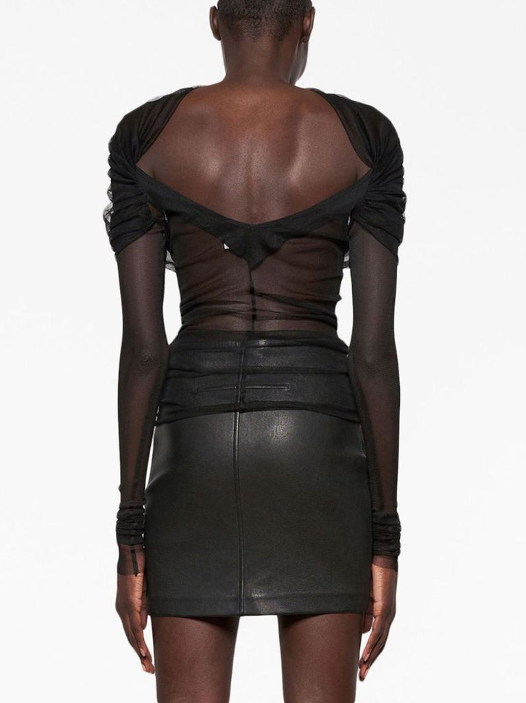 Black Veiled Silk Top