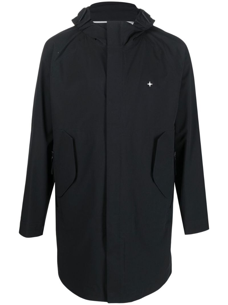 Black Logo Embroidered Hooded Jacket