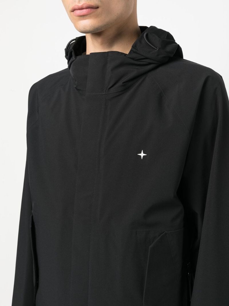 Black Logo Embroidered Hooded Jacket