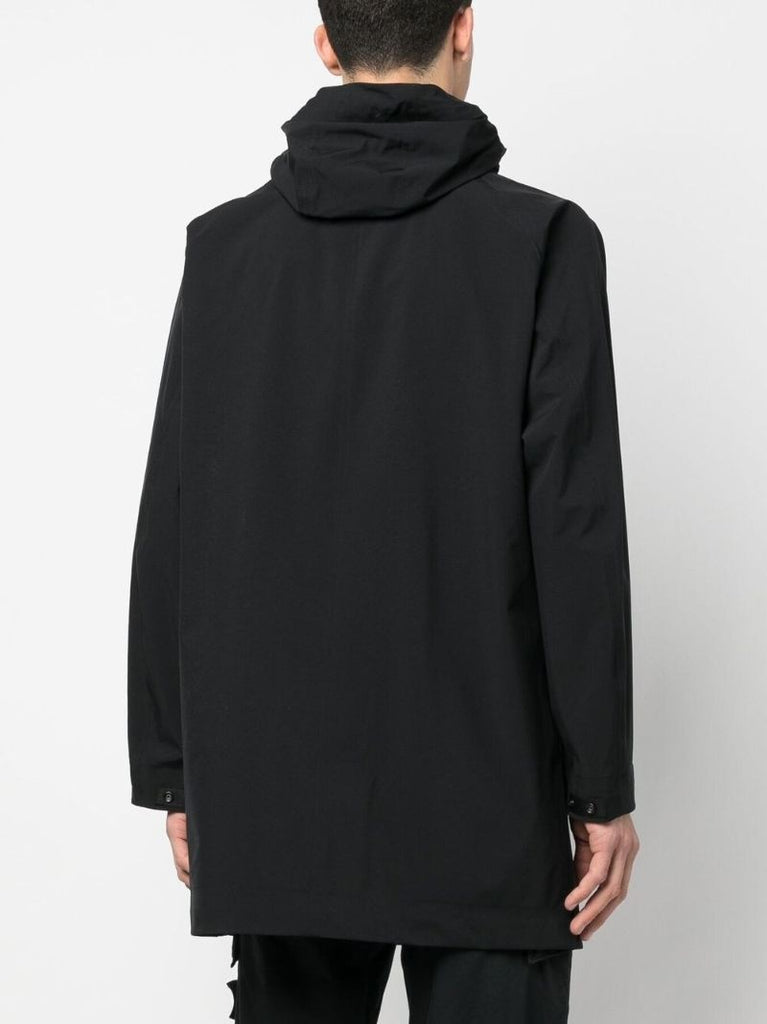 Black Logo Embroidered Hooded Jacket