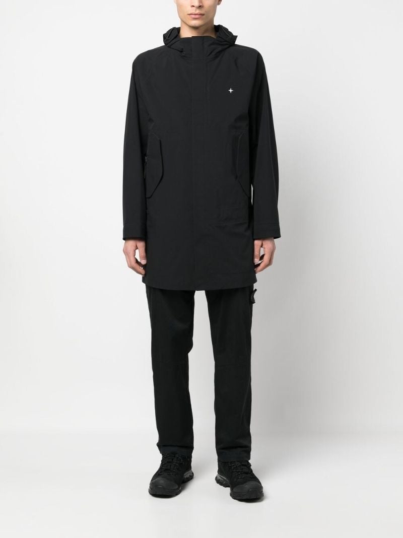Black Logo Embroidered Hooded Jacket