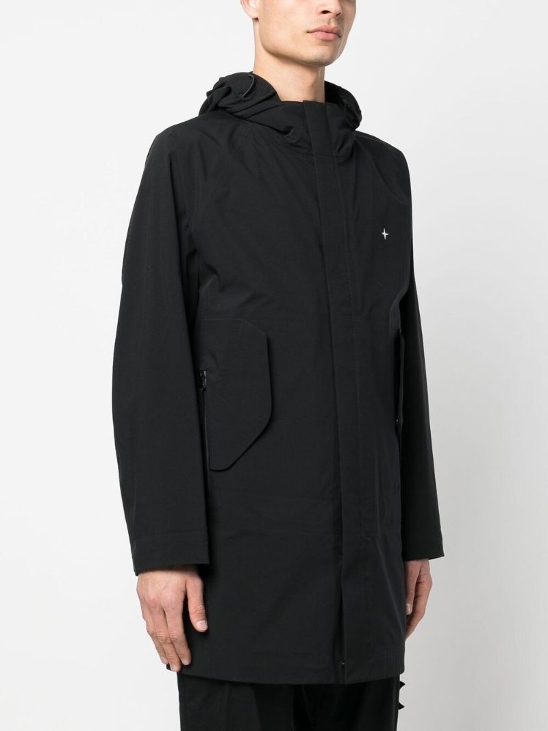 Black Logo Embroidered Hooded Jacket