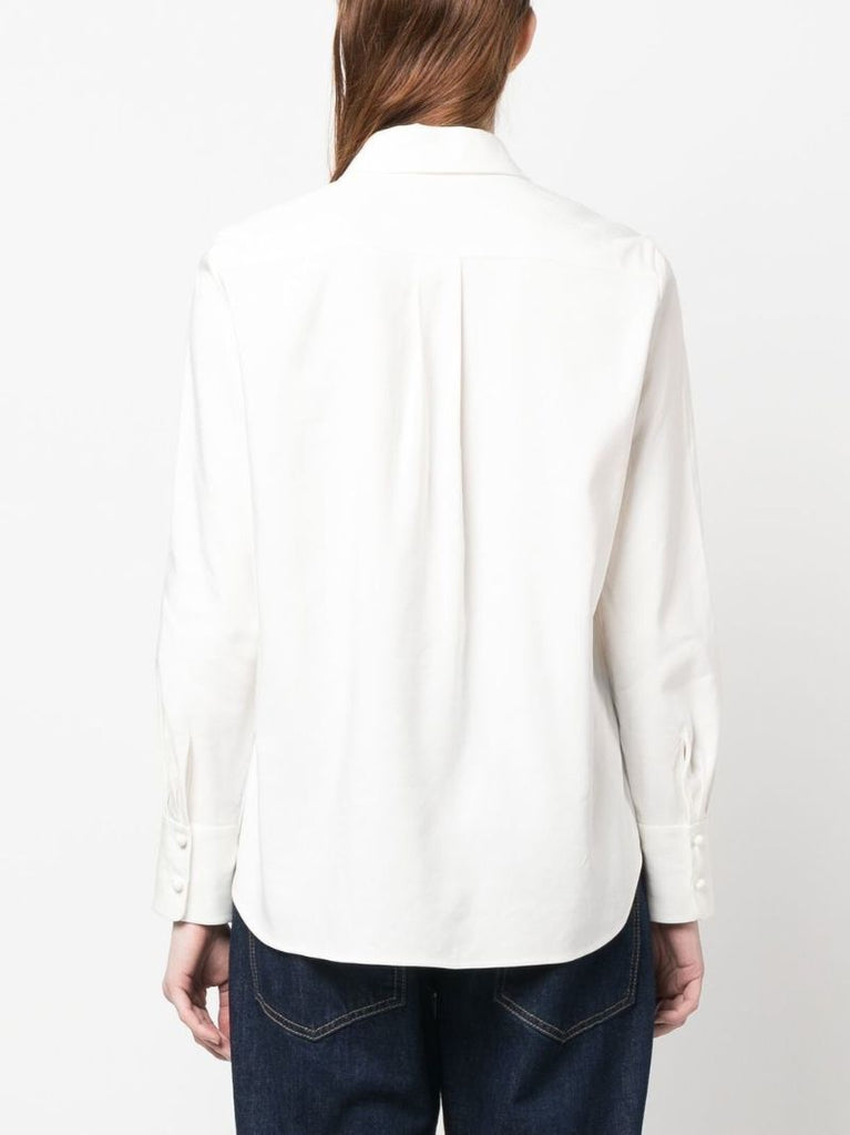 White Floral Embroidery Shirt