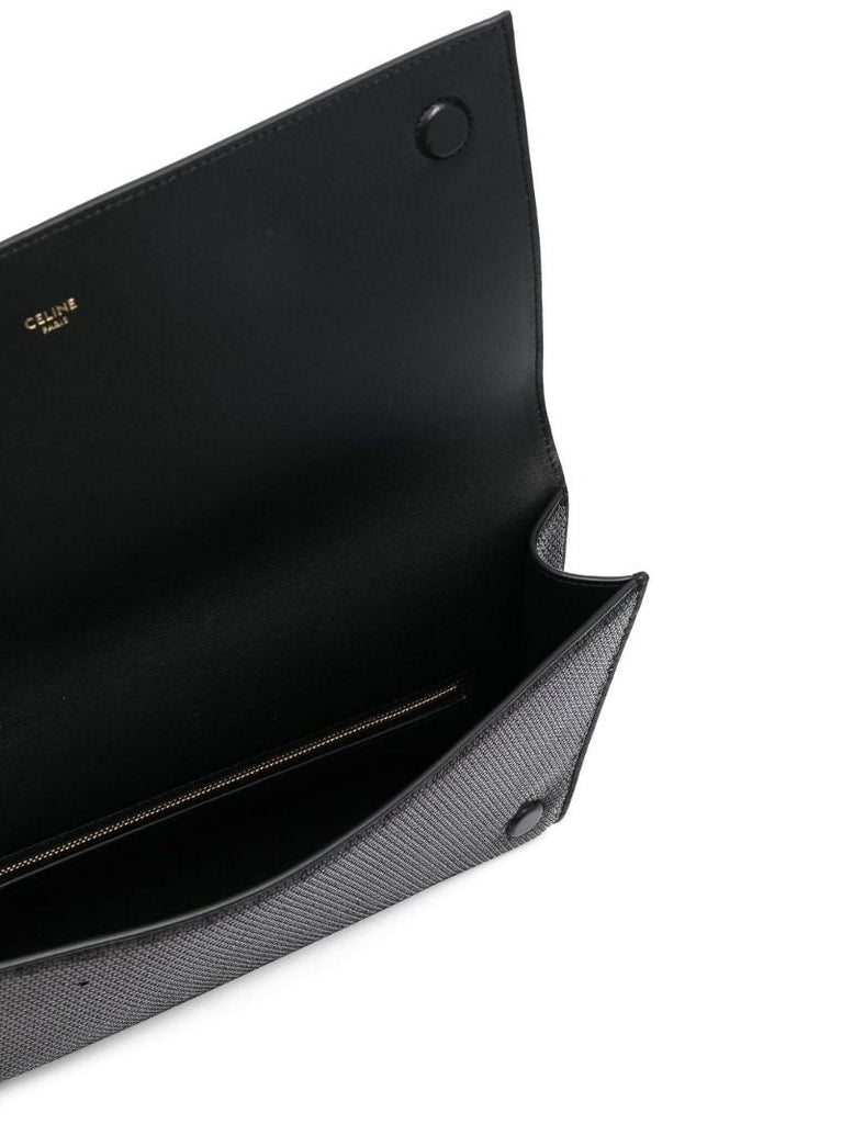 Black Asymmetric Sequin Logo Clutch Bag
