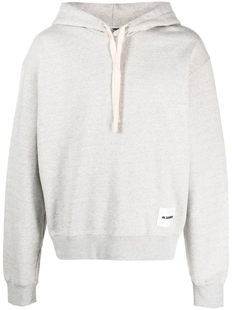 Grey Logo-patch Cotton Hoodie