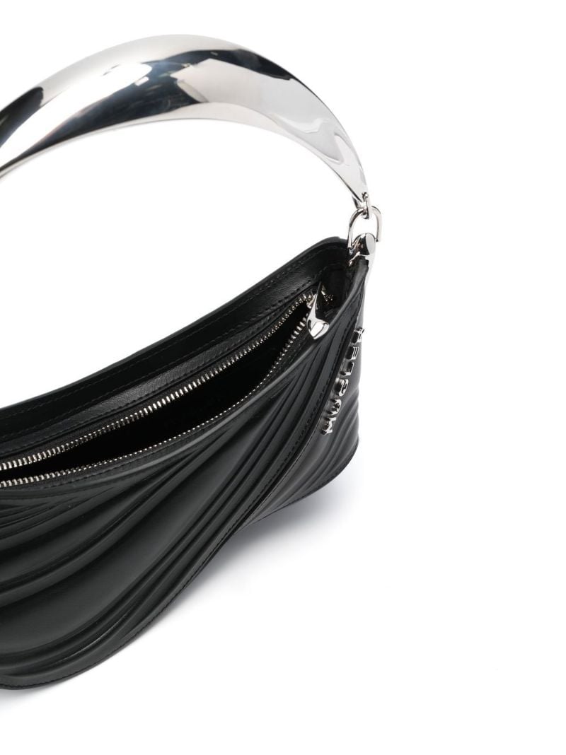 Black Spiral Curve 01 Leather Shoulder Bag