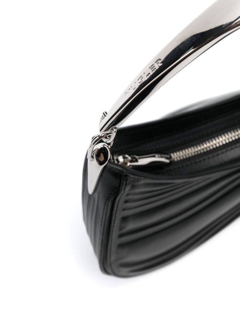 Black Spiral Curve 01 Leather Shoulder Bag