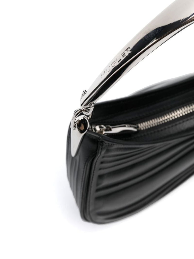 Black Spiral Curve 01 Leather Shoulder Bag
