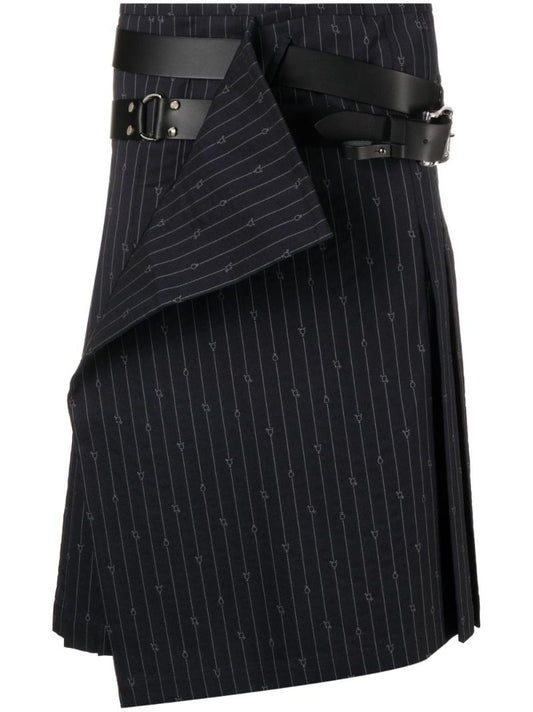 Blue Pinstripe Pleated Kilt