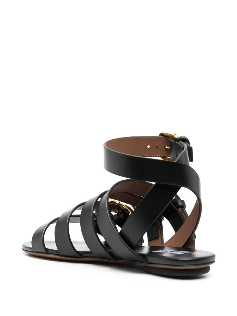 Black Buckled Leather Sandals