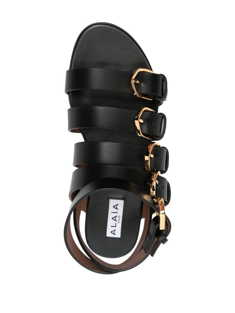 Black Buckled Leather Sandals