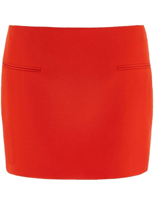 Red Virgin Wool Mini Skirt