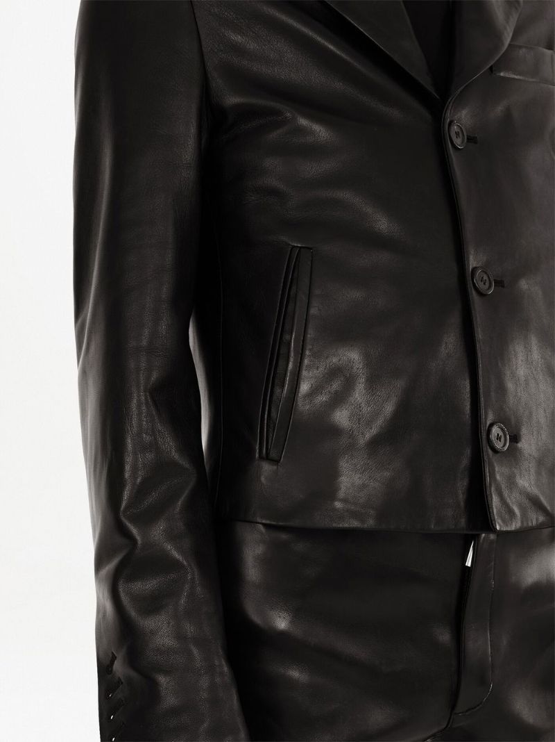 Black Single-breasted Leather Blazer