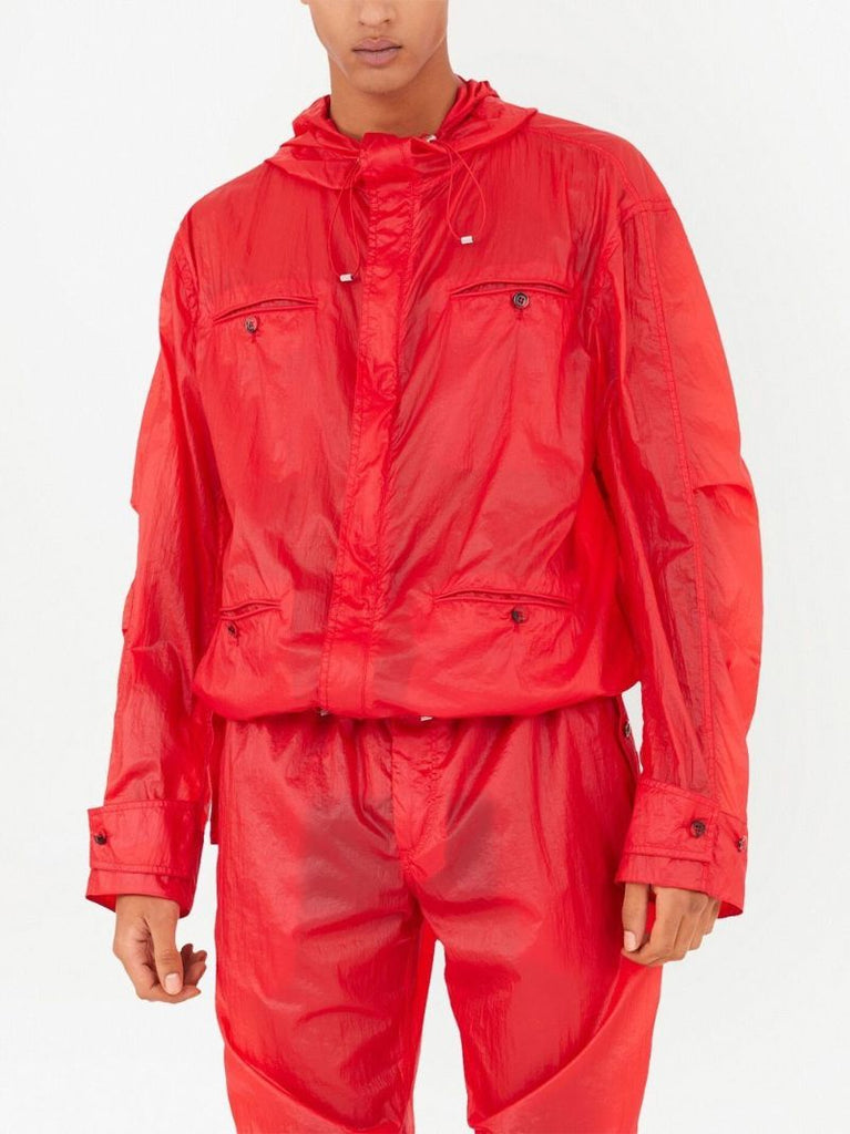 Red Hooded Blouson Jacket