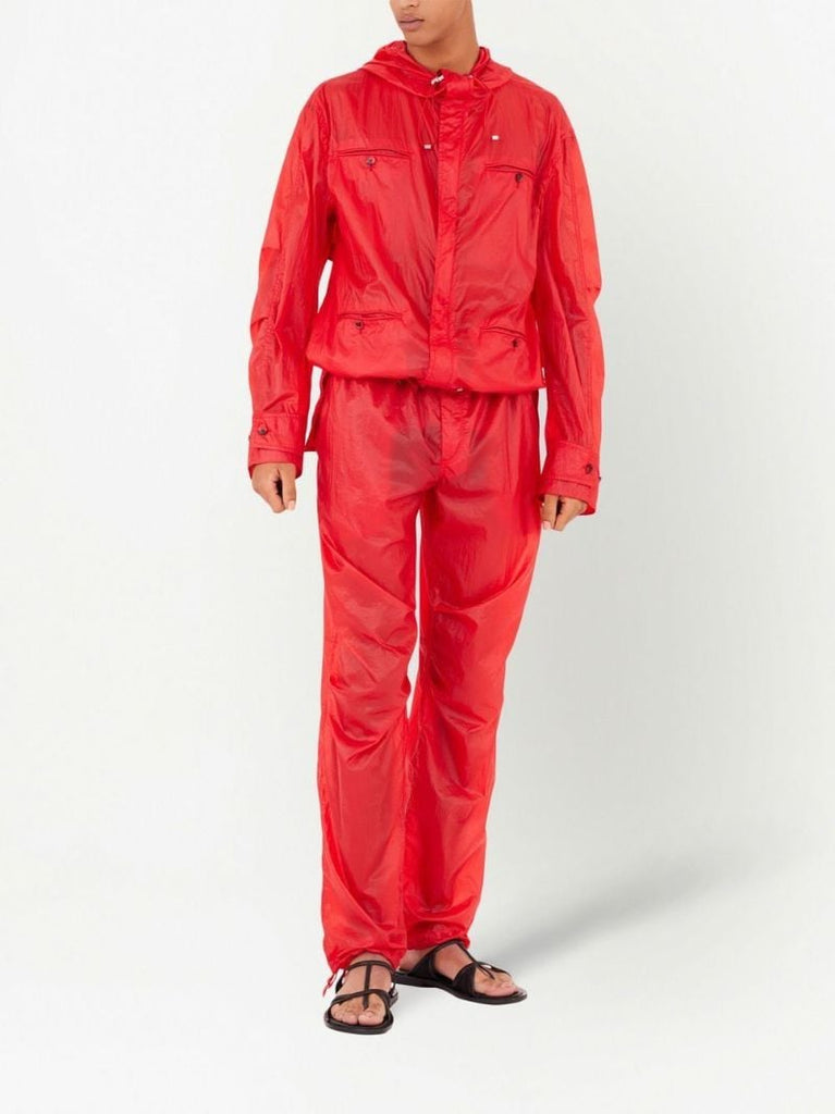 Red Hooded Blouson Jacket