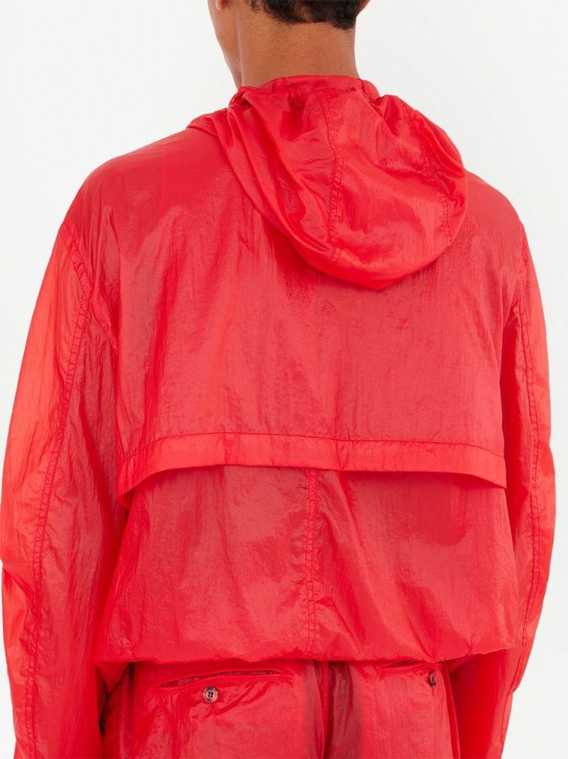 Red Hooded Blouson Jacket