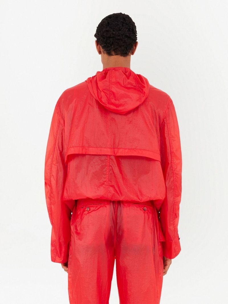 Red Hooded Blouson Jacket