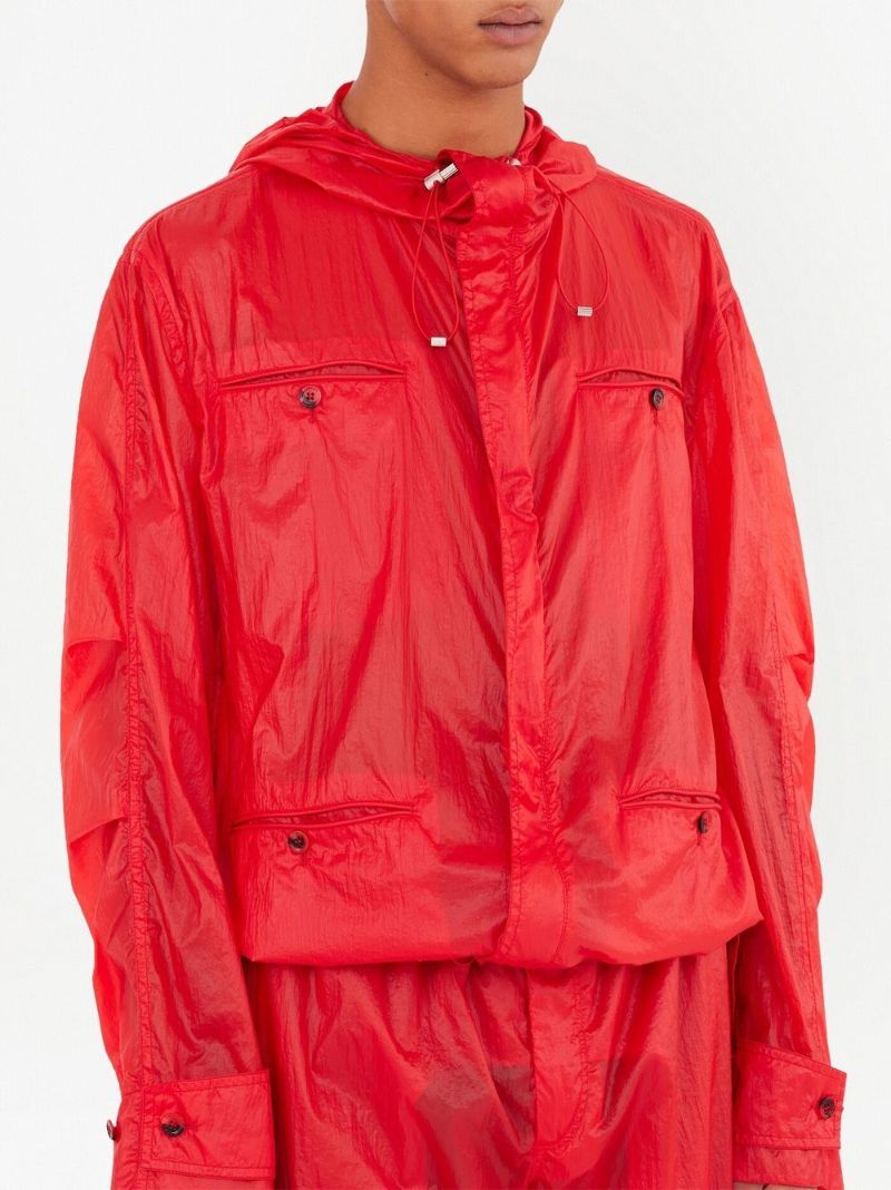 Red Hooded Blouson Jacket