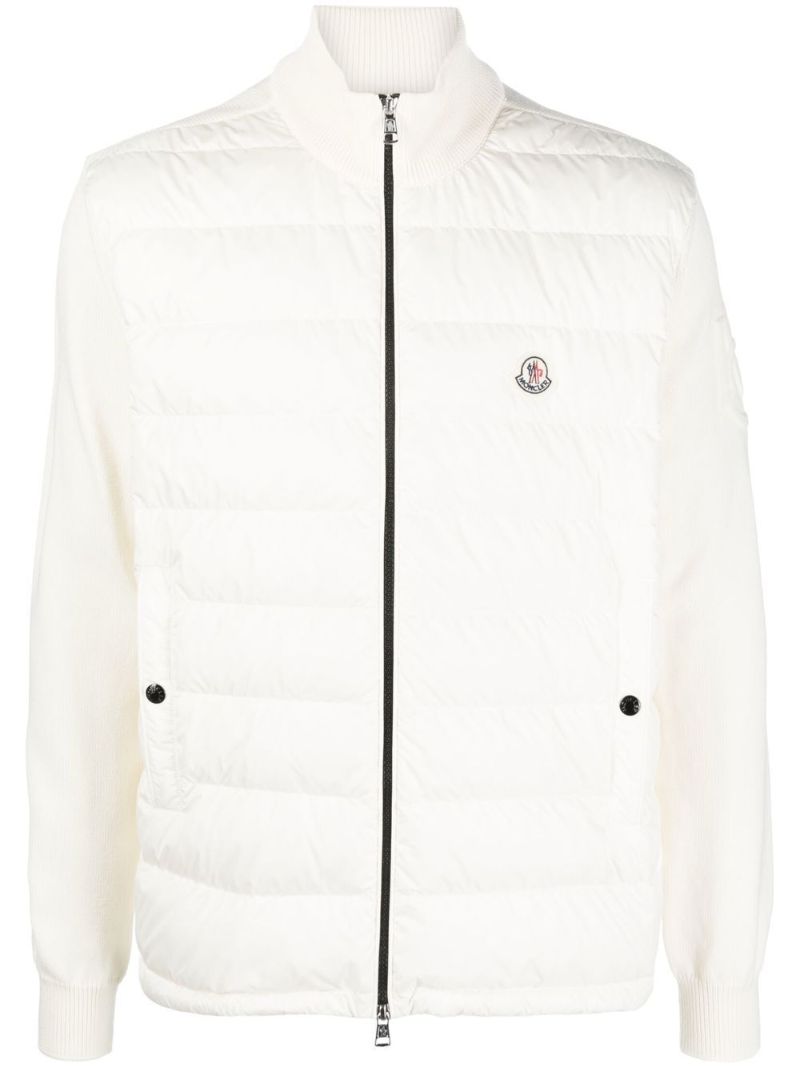 White Padded Wool Cardigan