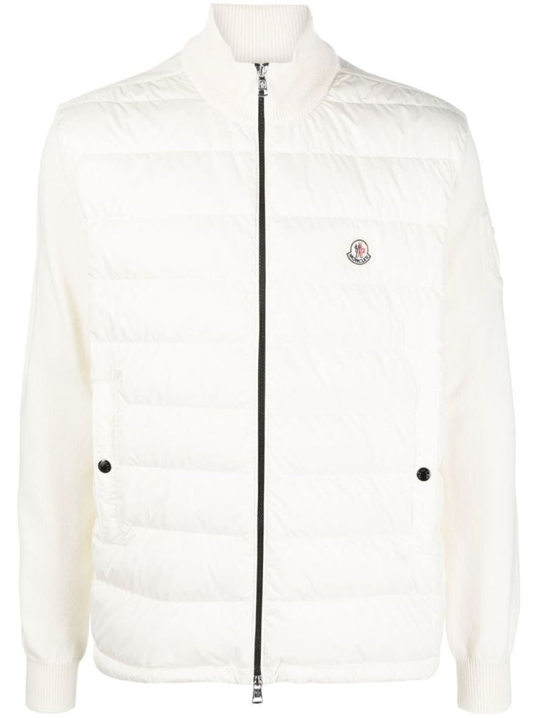 White Padded Wool Cardigan