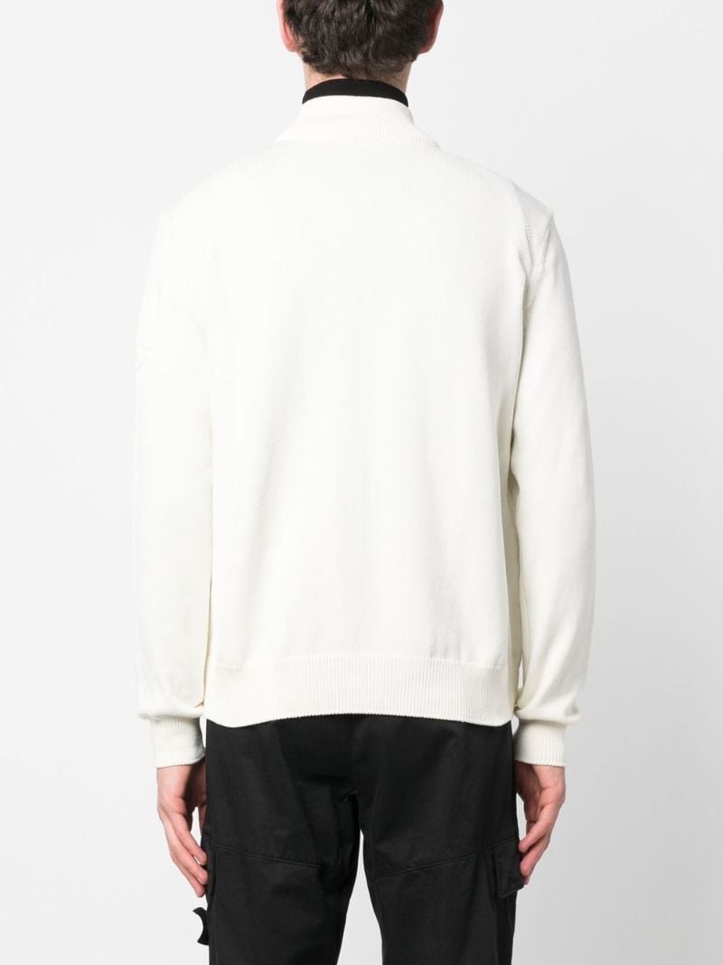 White Padded Wool Cardigan