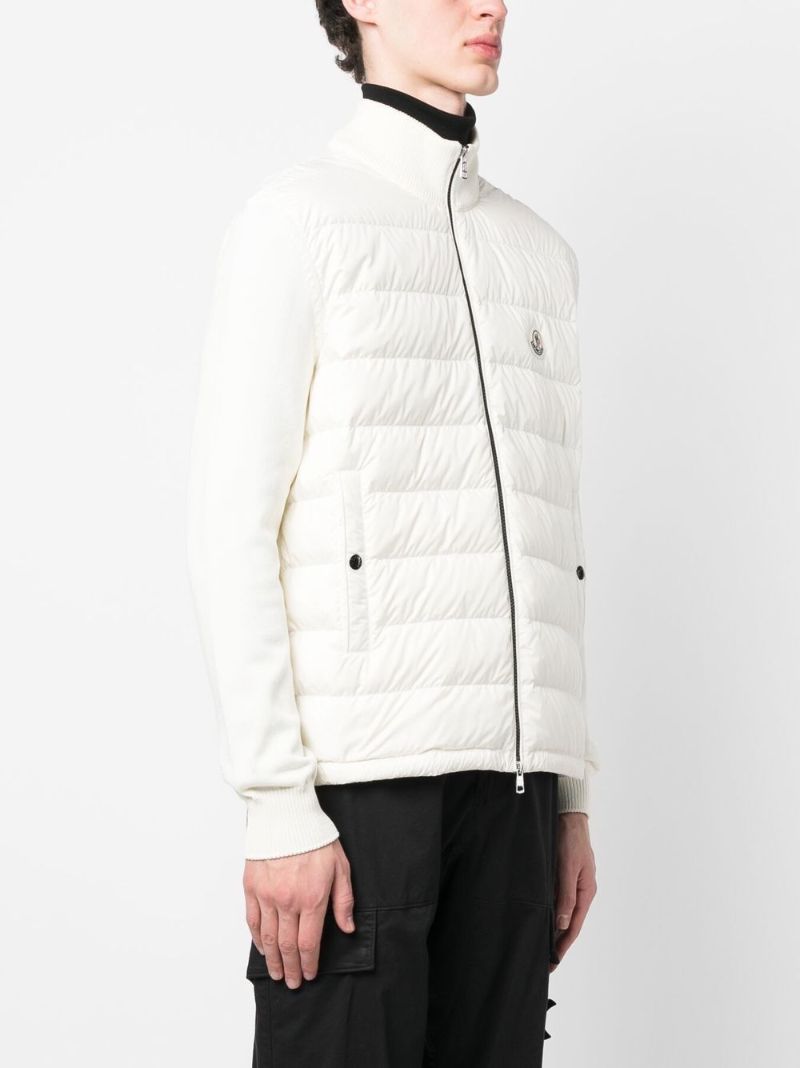 White Padded Wool Cardigan