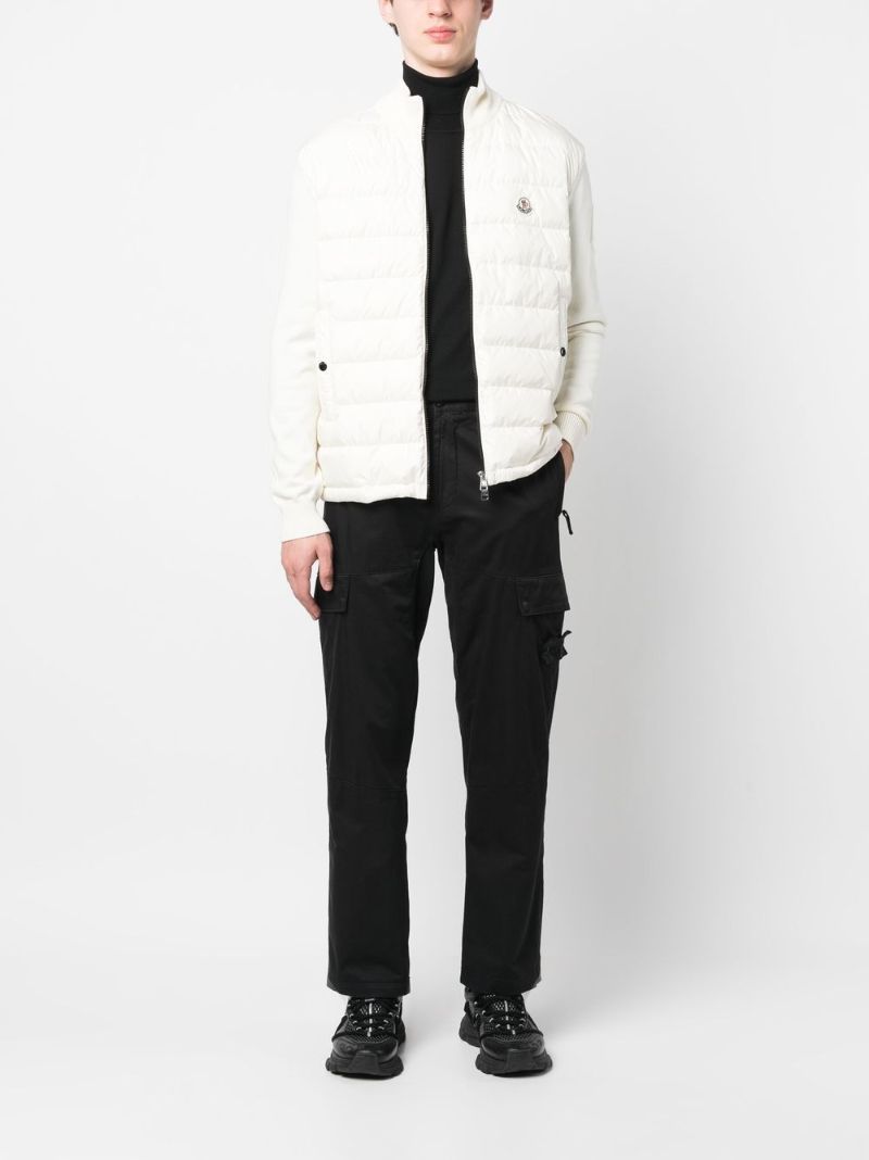 White Padded Wool Cardigan
