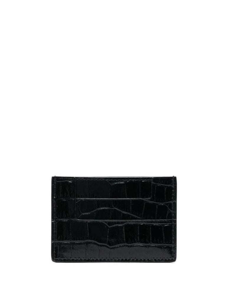Black Tf Crocodile Embossed Leather Card Holder