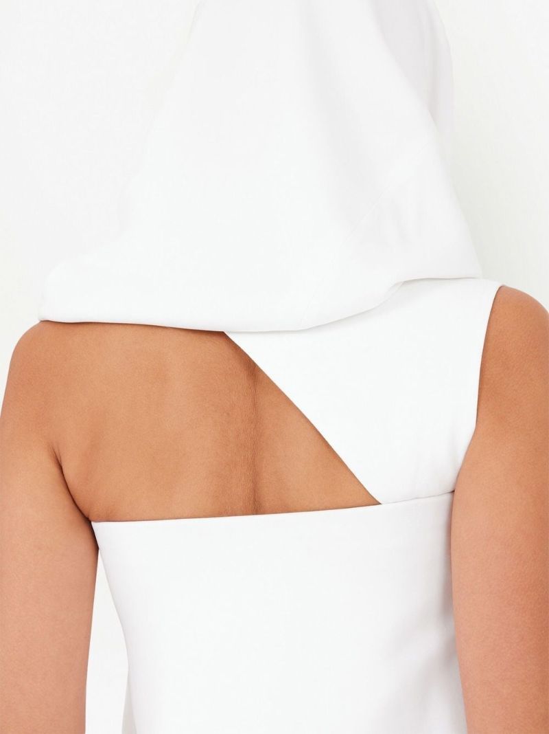 White Hooded One Shoulder Mini Dress