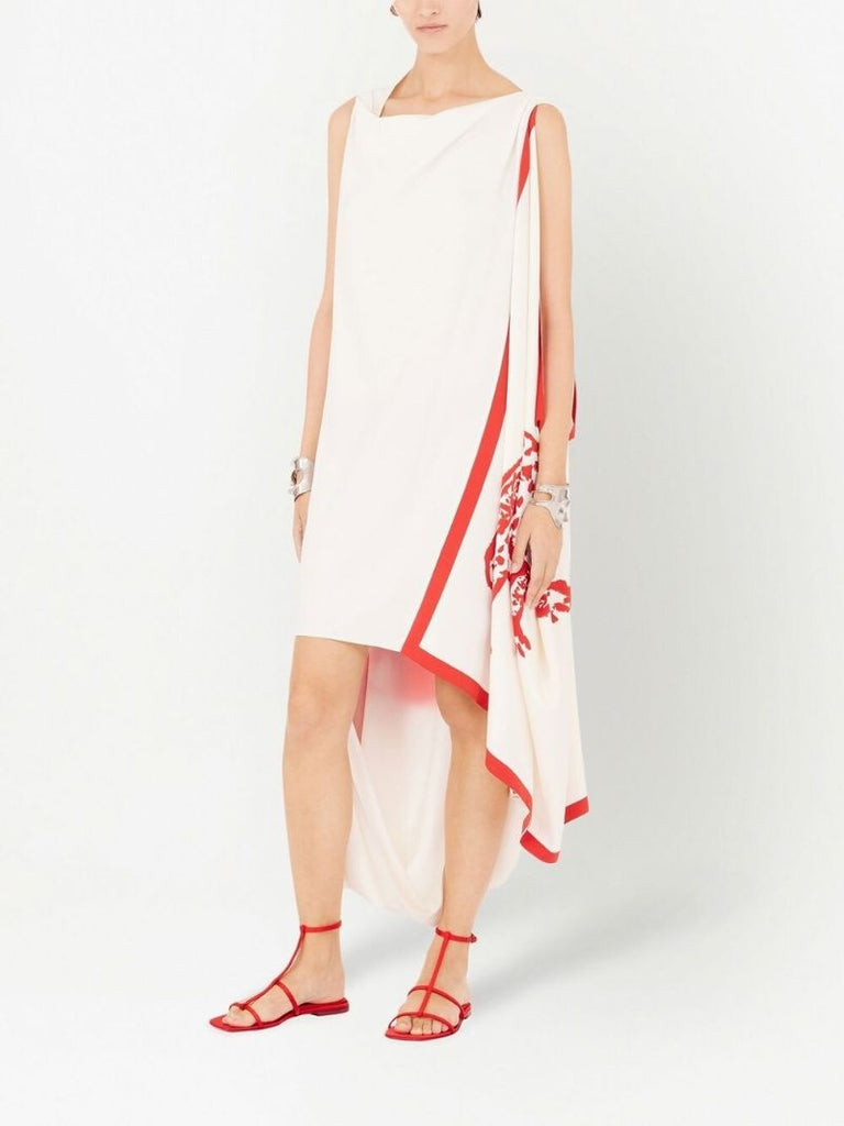 White Draped Midi Dress