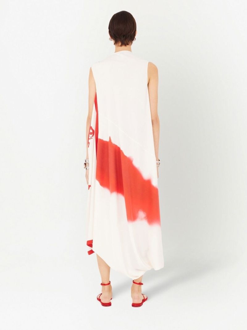 White Draped Midi Dress