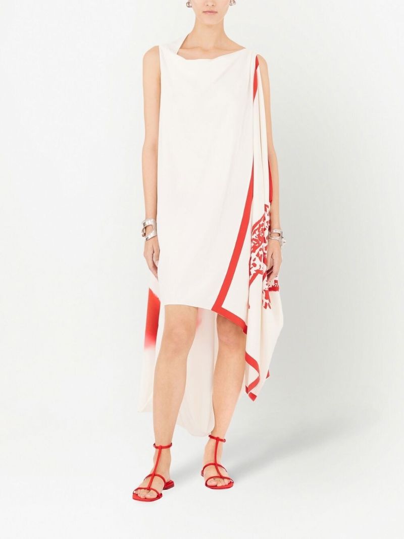 White Draped Midi Dress