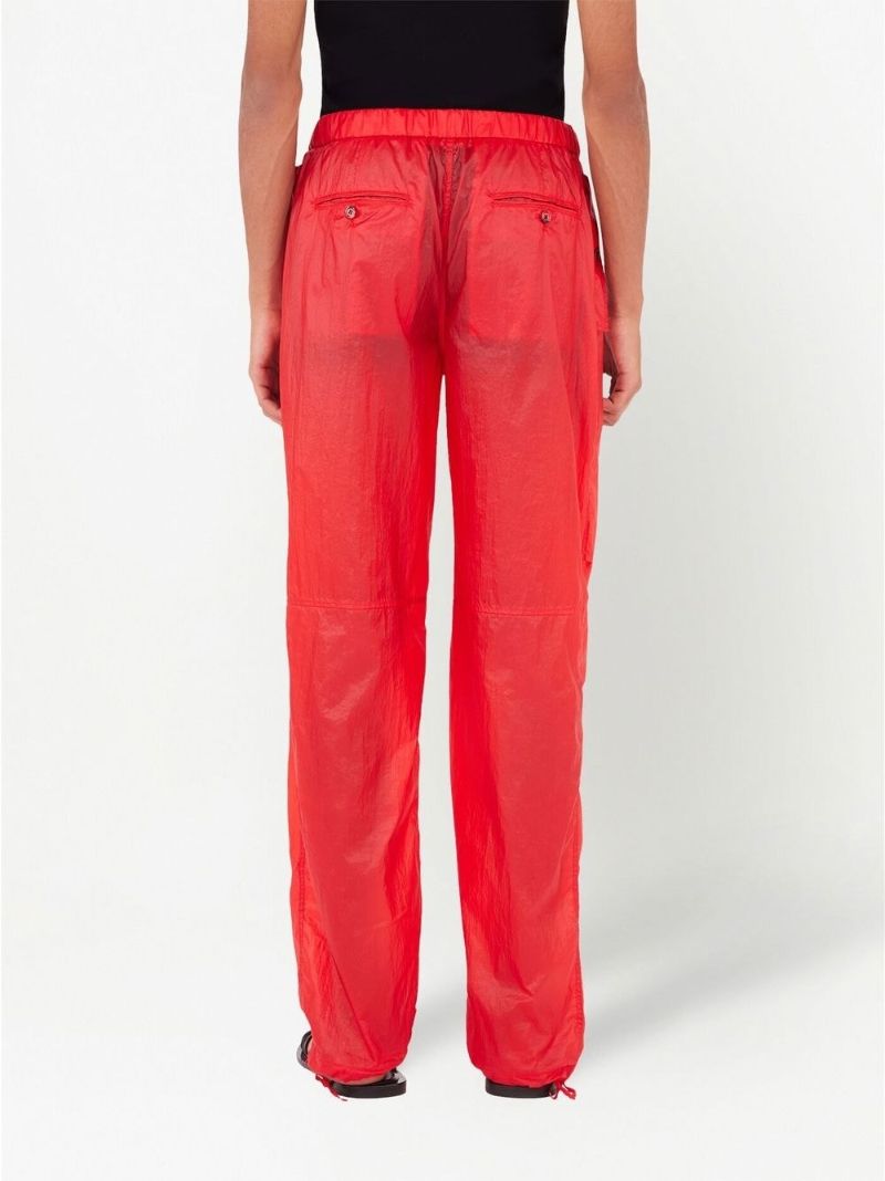 Red Nylon Cargo Trousers