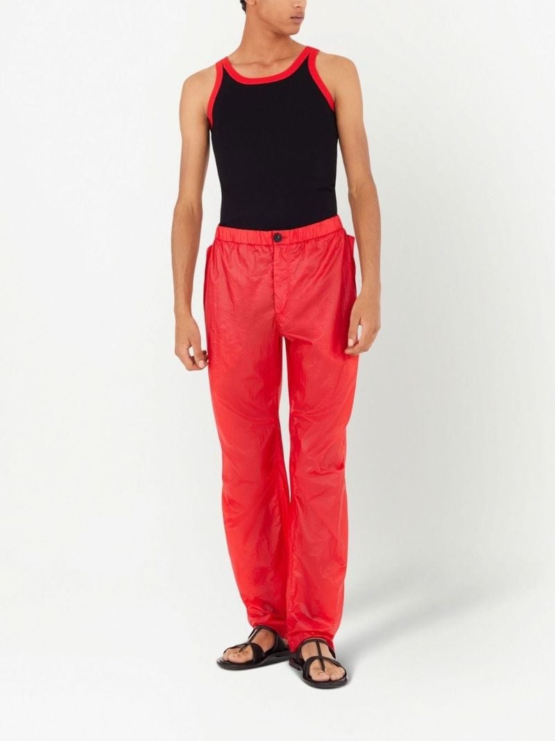 Red Nylon Cargo Trousers