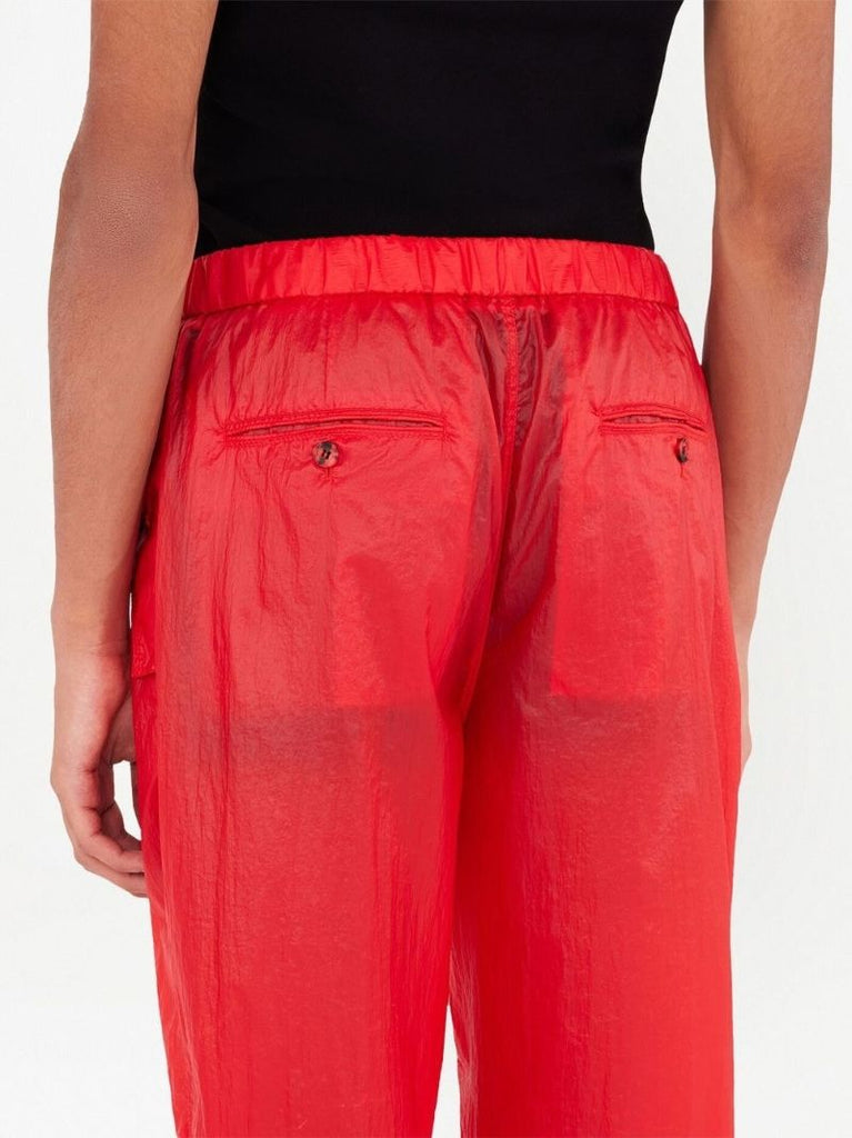 Red Nylon Cargo Trousers