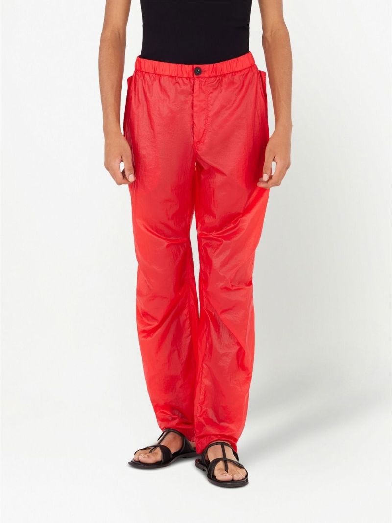Red Nylon Cargo Trousers