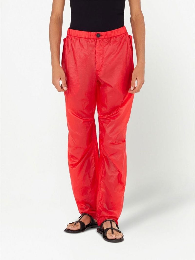 Red Nylon Cargo Trousers