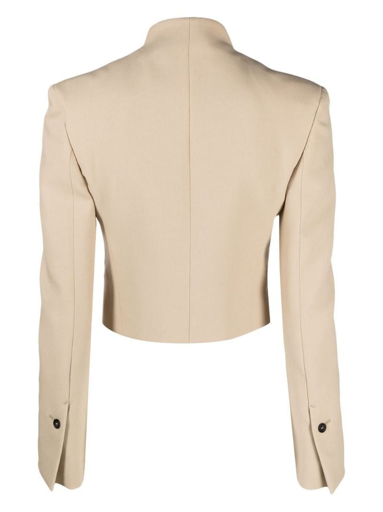 Neutral Off-centre Fastening Cropped Blazer